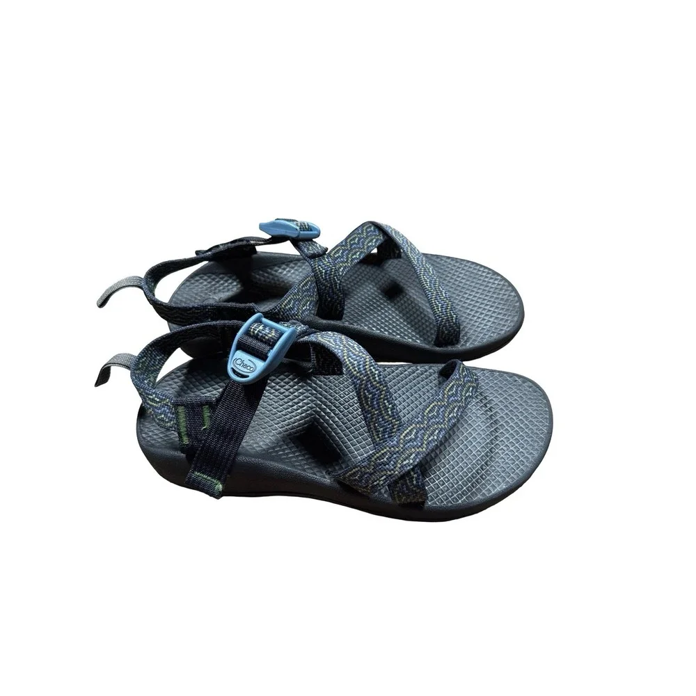 Chaco Kids Z1 Ecotread Sport Sandals Blue Green Patterned Size 6 Big Kids - Picture 8 of 8